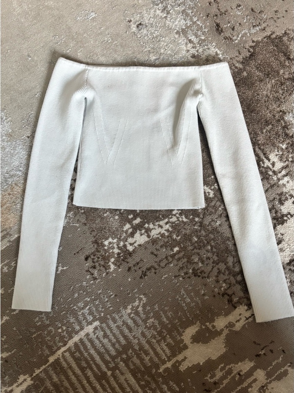 Forever 21 White Ribbed Off-Shoulder Crop Top